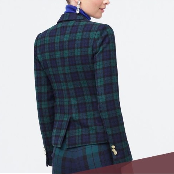 J. Crew patterned plaid green schoolboy blazer size 0 - Picture 4 of 7